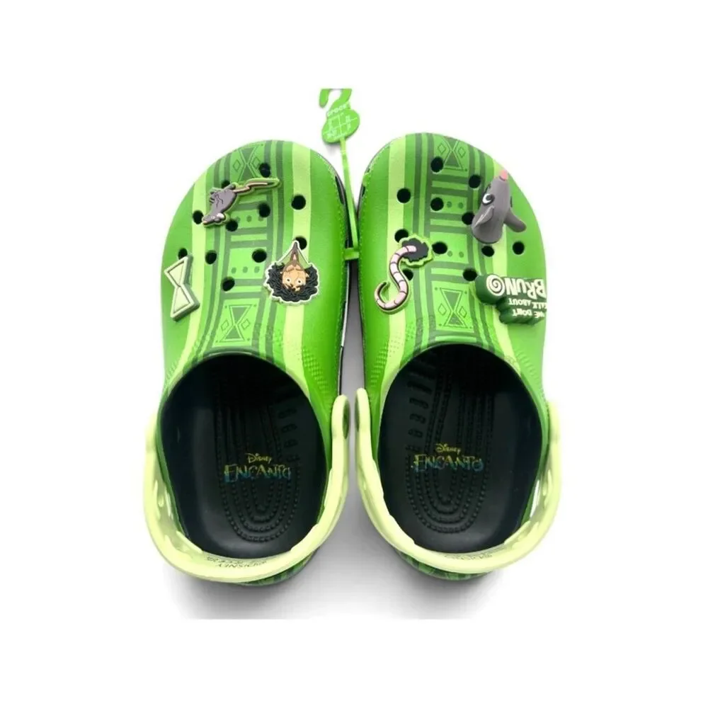 Crocs Encanto Bruno Classic Clog Kids J2 Disney Green Slip On Shoes Jibbitz New